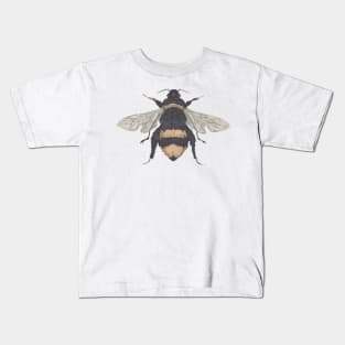 Bee, the gardener's friend. Buzzing! On bright green. Kids T-Shirt